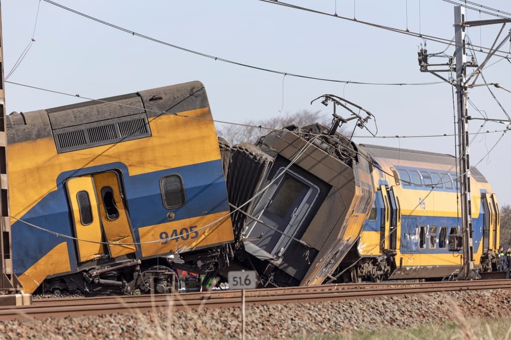 damaged train after accident